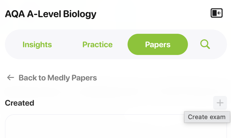 Step 2: Press the plus icon to create a new exam