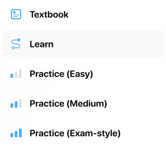 Selecting Learn Mode instead of Practice Mode